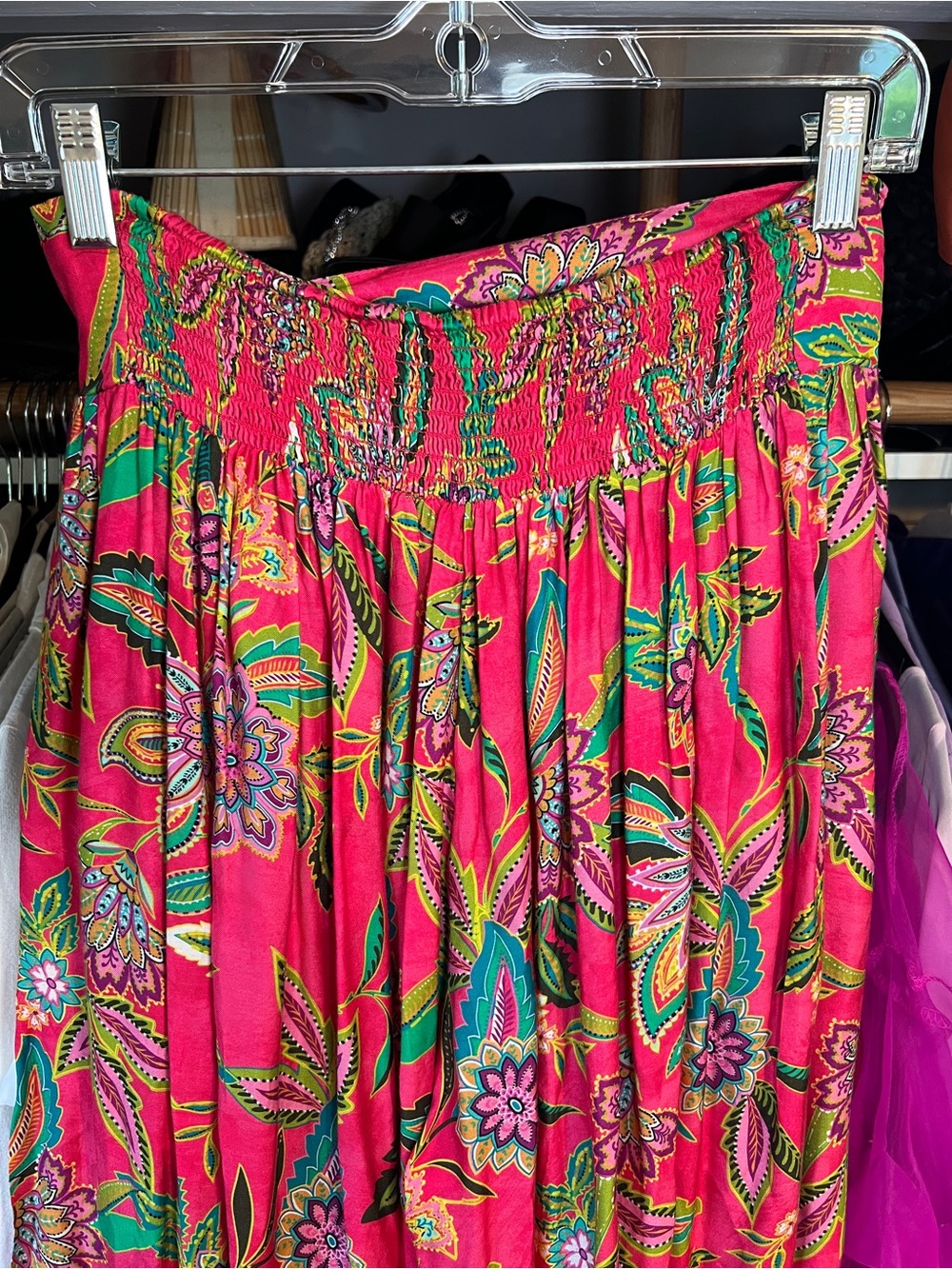 Johnny Was Floral Pink Boho Pants with Waist Tie - Picture 5 of 5